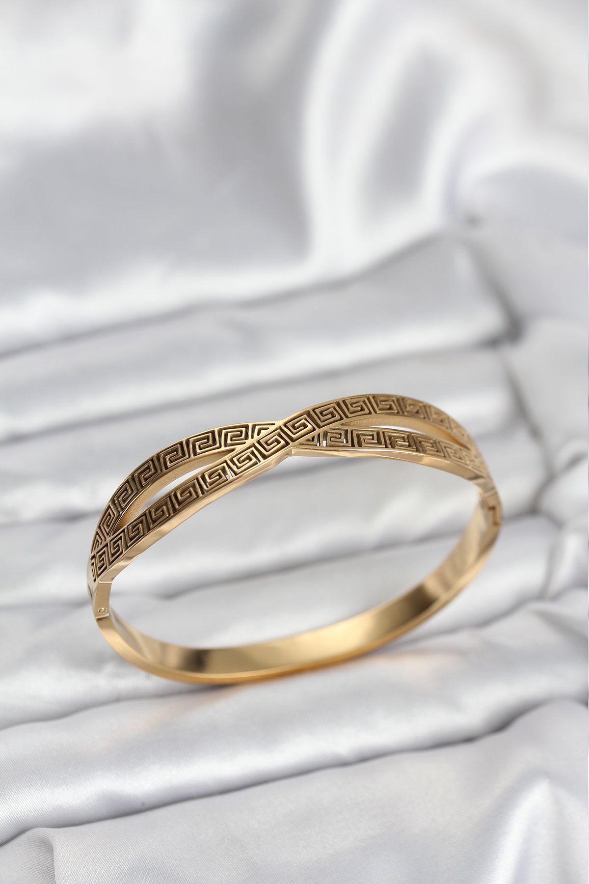 316L Çelik Gold Renk Vintage Kadın Kelepçe Bileklik - TJ-BB8069