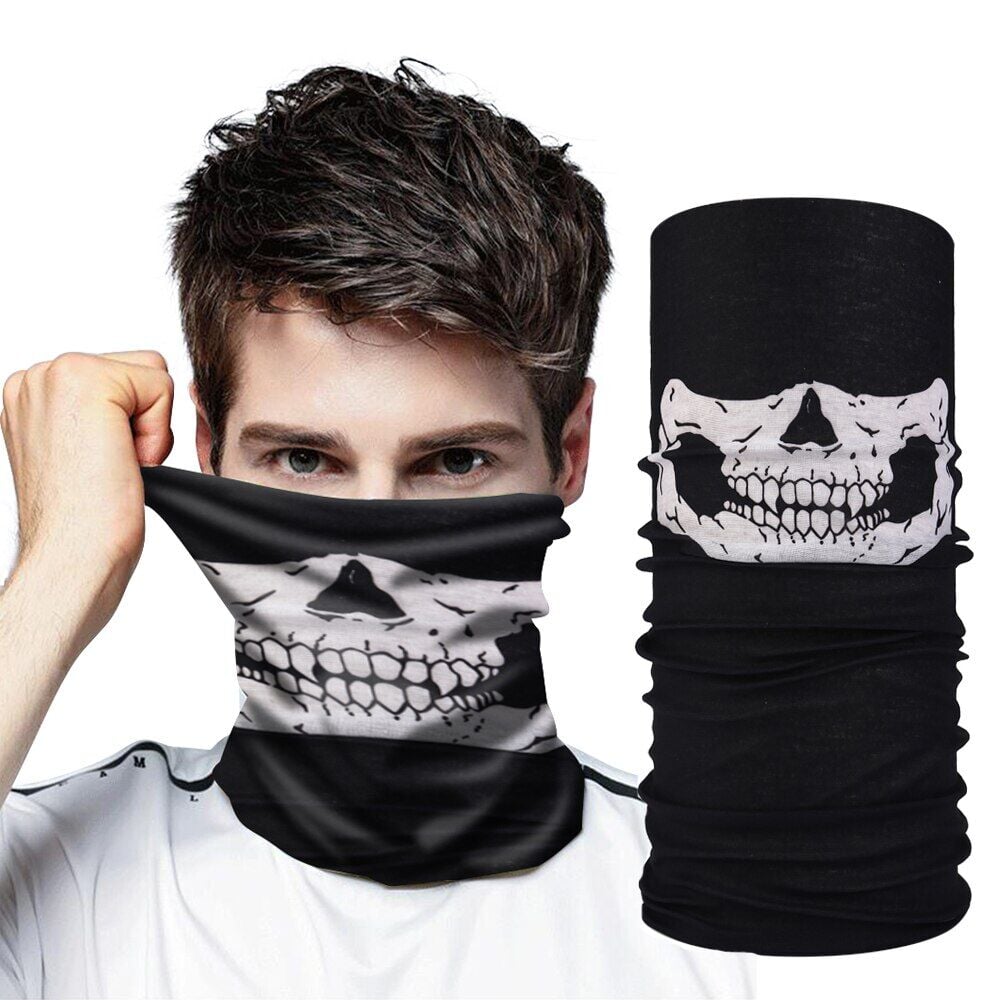 Siyah Renk Dikişsiz Çok Fonksiyonlu Çene Kafatası Yüz Maskesi Baf Buff Bandana Boyunluk Bileklik (4944)