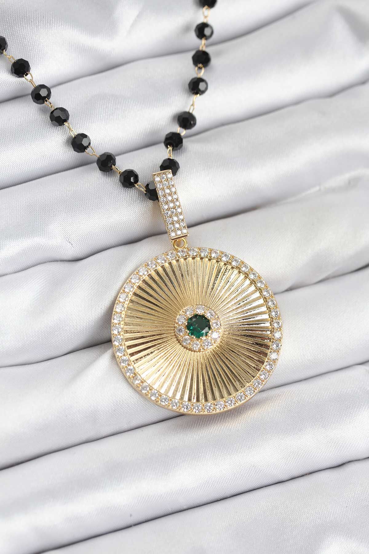 316L Çelik Zincir Kristal Boncuklu Kadın Kolye - TJ-BKO10563