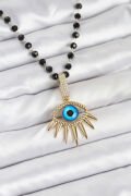 316L Çelik Zincir Kristal Boncuklu Göz Model Kadın Kolye - TJ-BKO10564