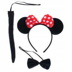Minnie Mouse Kostüm Seti Taç Kuyruk Papyon Gösteri Seti (4944)