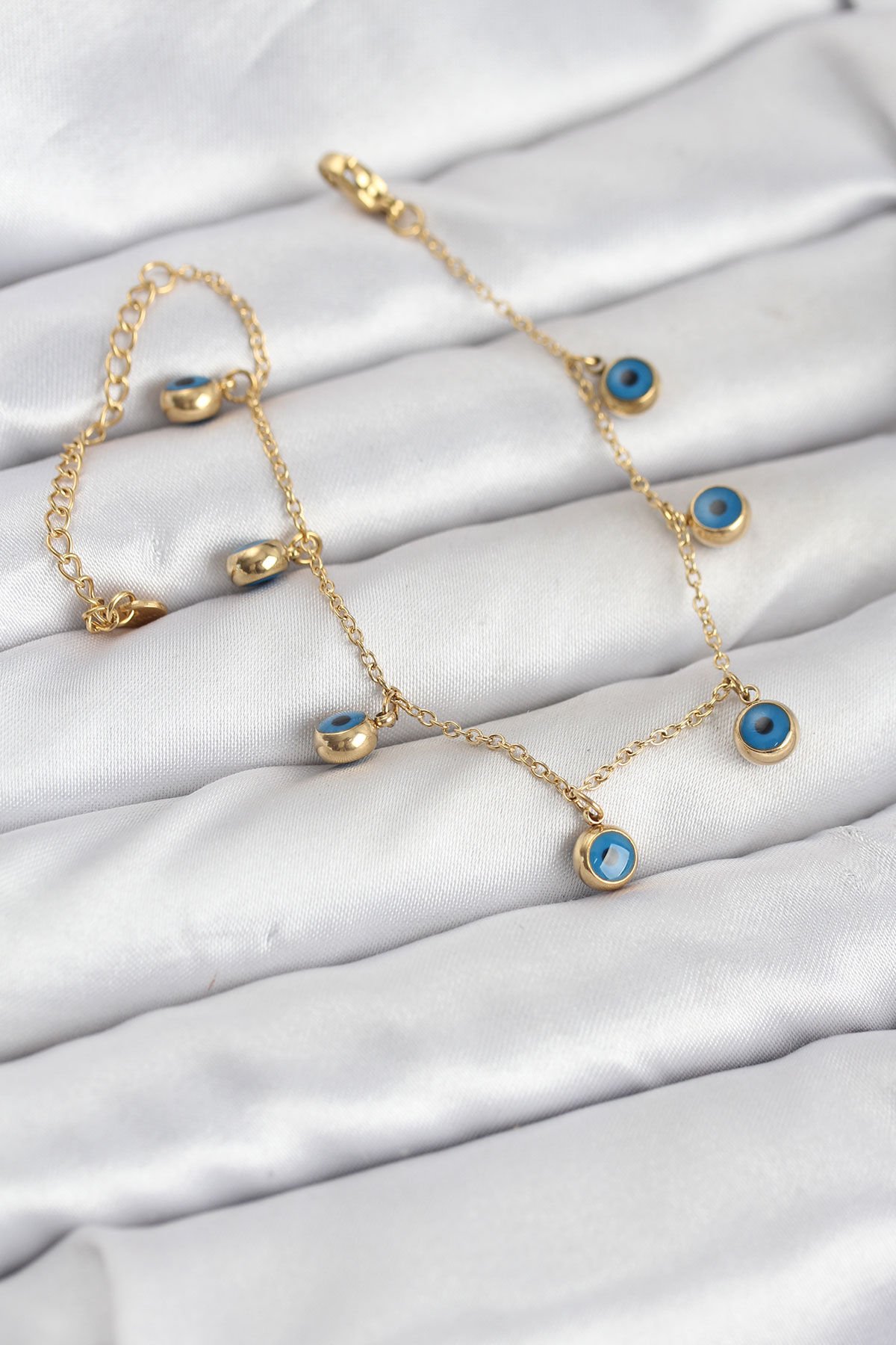 316L Çelik Gold Renk Minimal Nazar Model Kadın Bileklik - TJ-BB8165