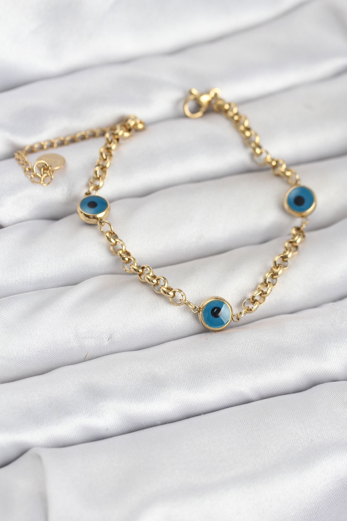 316L Çelik Nazar Model Gold Renk Kadın Bileklik - TJ-BB8167