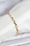 Gold Renk Sıralı Damla Model Zirkon Taşlı Pirinç Kadın Bileklik - TJ-BB8169