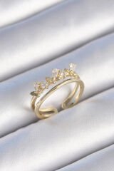 Pirinç Gold Renk Zirkon Taşlı Kelebek Model Kadın Yüzük - TJ-BYK3466