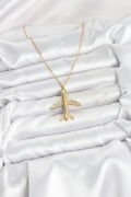 316L Çelik Zincir Gold Renk Uçak Model Kadın Kolye - TJ-BKO10615