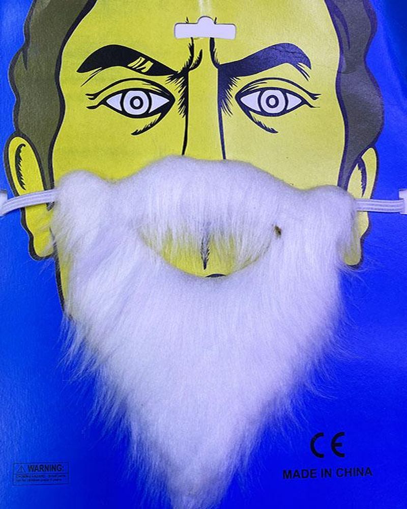 Çocuk Boy Kırçıllı Takma Sakal Yaşlı Sakalı Beyaz Renk 14x17 cm