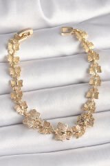 Pirinç Gold Renk Zirkon Taşlı Kelebek Model Zincir Kadın Bileklik - TJ-BB6834