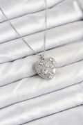 316L Çelik Zincir Gümüş Zirkon Taşlı Kalpli Kadın Kolye - TJ-BKO10625