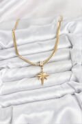 316L Çelik Zincir Gold Renk Kutup Yıldızı Model Kadın Kolye - TJ-BKO10627