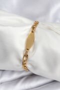 316L Çelik Gold Renk Oval Yazı Yazmaya Uygun Kadın Bileklik - TJ-BB7917