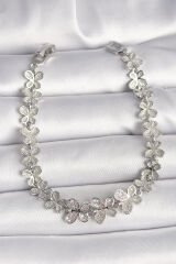 Pirinç Gümüş Renk Zirkon Taşlı Yonca Model Kadın Bileklik - TJ-BB6846