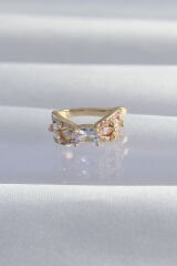Pirinç Gold Renk Zirkon Taş Kaplama Earcuff Küpe - TJ-BKP9337