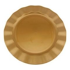 Altın Rengi Lüks Plastik Mika Yuvarlak Tabak 26 cm 6 Adet