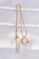 316L Çelik Zincir Gold Renk Ay Yıldız Unisex Kolye - TJ-BKO8699