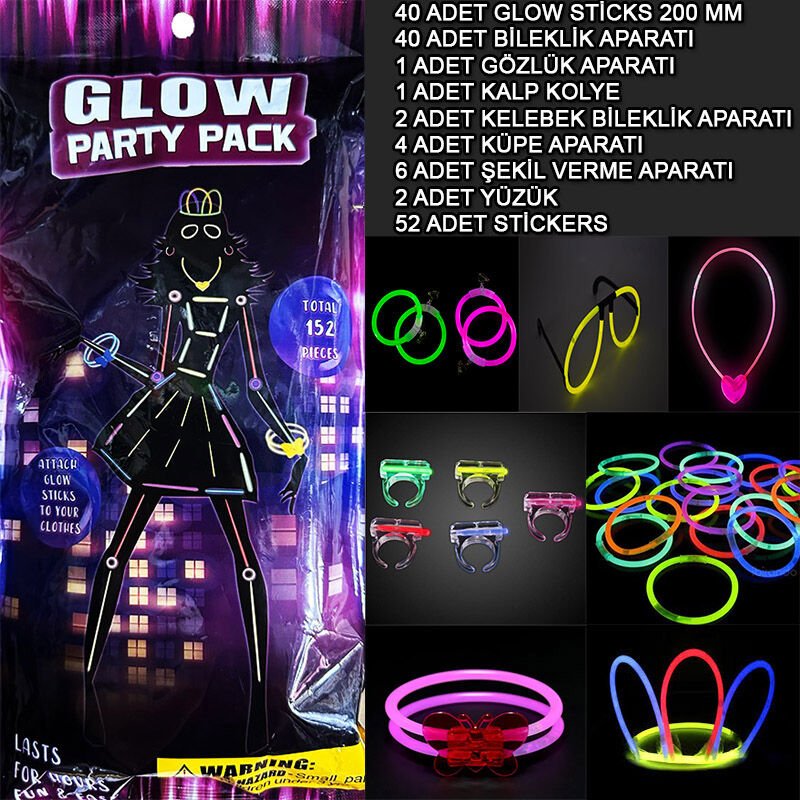 Glow Parti Seti 152 Parçalık Lüks Glow Kostüm Seti (4944)