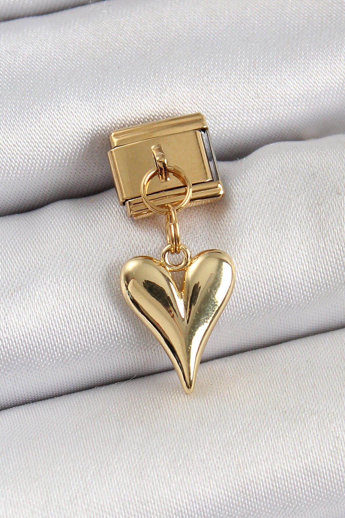 316L Çelik Sallantılı Kalp Model Gold Renk Nomination Charm - TJ-BC1399