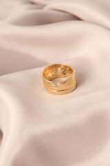 Gold Renk Metal Taşlı Model Ayarlanabilir Kadın Yüzük - TJ-BYK2148