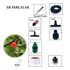 10 Metre Bahçe Damlama Sulama Sistemi Seti Hortum ve Ek Parçaları (4944)