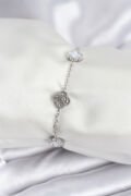 316L Çelik Gümüş Renk Beyaz ve Zirkon Taşlı Baby Boy Yonca Kadın Bileklik - TJ-BB7956
