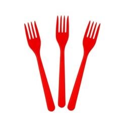 Kırmızı Renk Lüks Plastik Çatal 25 Adet