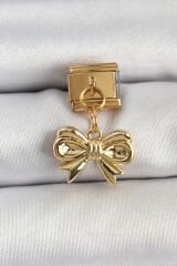 316L Çelik Sallantılı Fiyonk Model Gold Renk Nomination Charm - TJ-BC1412