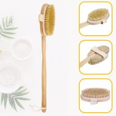 Doğal At Kılı Selülit Karşıtı Sapı Çıkabilen Ahşap Banyo Fırçası (4944)