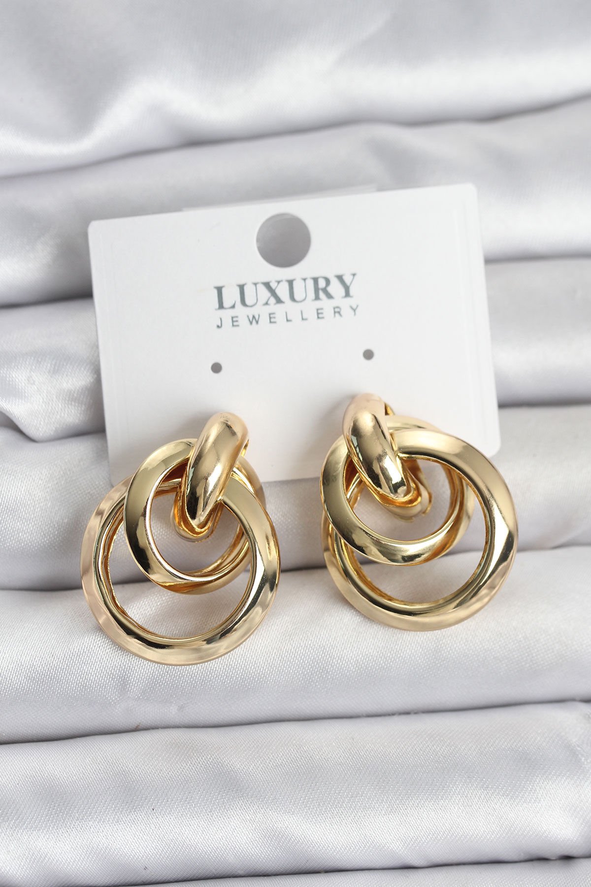 Gold Renk Halka Model Pirinç Kadın Küpe - TJ-BKP11350