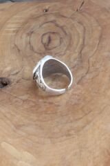 Balta Desenli Gümüş Renk Ayarlanabilir Erkek Yüzük - TJ-EY537