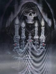 5D Elmas Boyama 3 Farklı Resim Değişenli Halloween İskelet Tablosu 30x40 cm (4944)