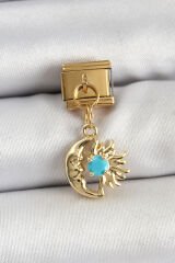 316L Çelik Sallantılı Ay Ve Güneş Model Gold Renk Nomination Charm - TJ-BC1435