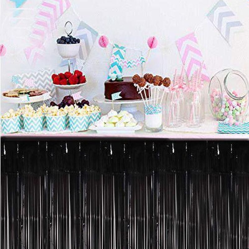 Püsküllü Siyah Renk Masa Eteği 70x300 cm