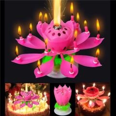Pembe Işıklı Müzik Sesli Doğum Günü Pasta Mumu Büyük Boy
