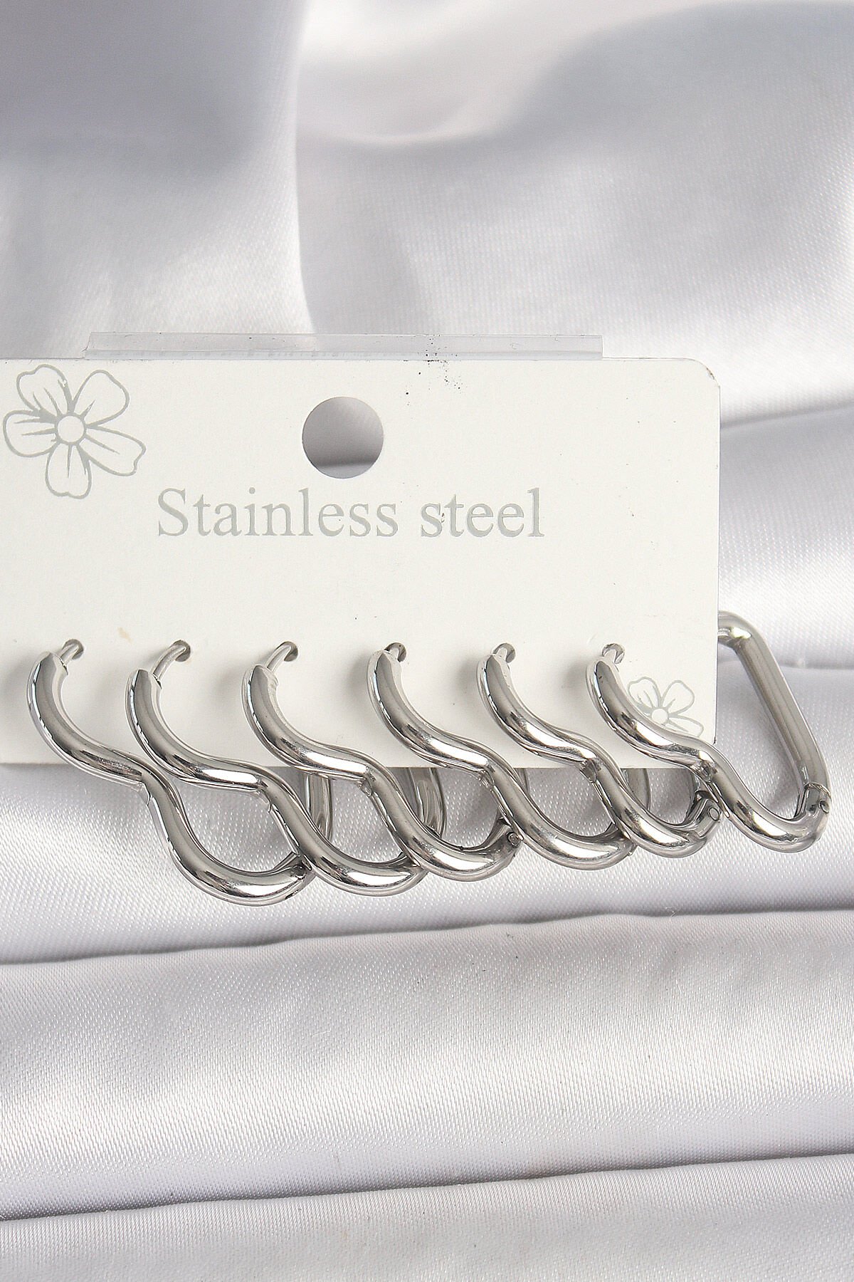 316L Çelik Gümüş Renk Kalp Model Kadın Küpe Seti - TJ-BKP10355