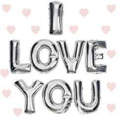 I Love You Folyo Balon Gümüş Renk 35 CM (4944)