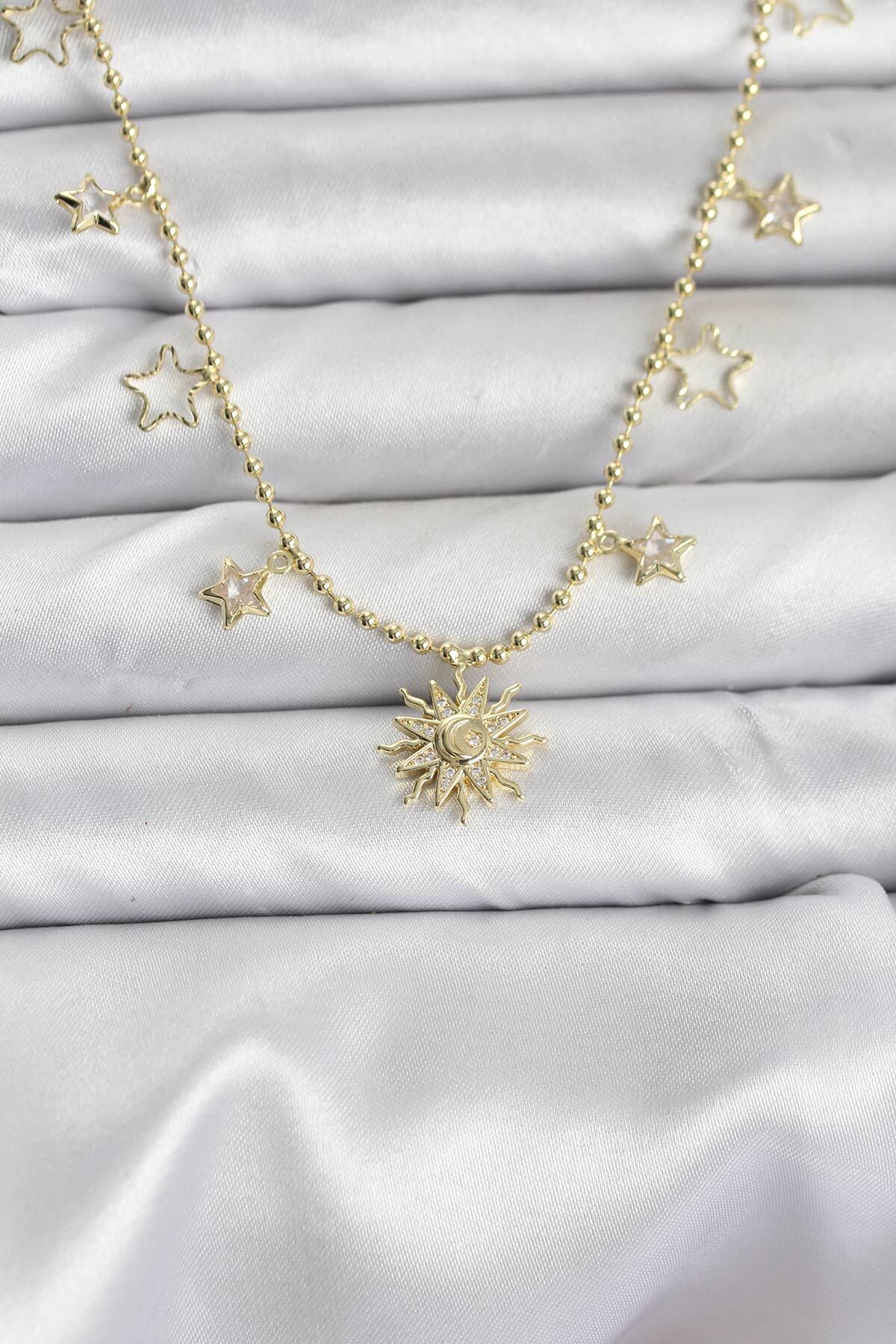 Pirinç Gold Renk Güneş Model Kadın Kolye - TJ-BKO10645