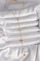 316L Çelik Gold Renk Yıldız Topçuk Detay Kadın Y Kolye - TJ-BKO10009