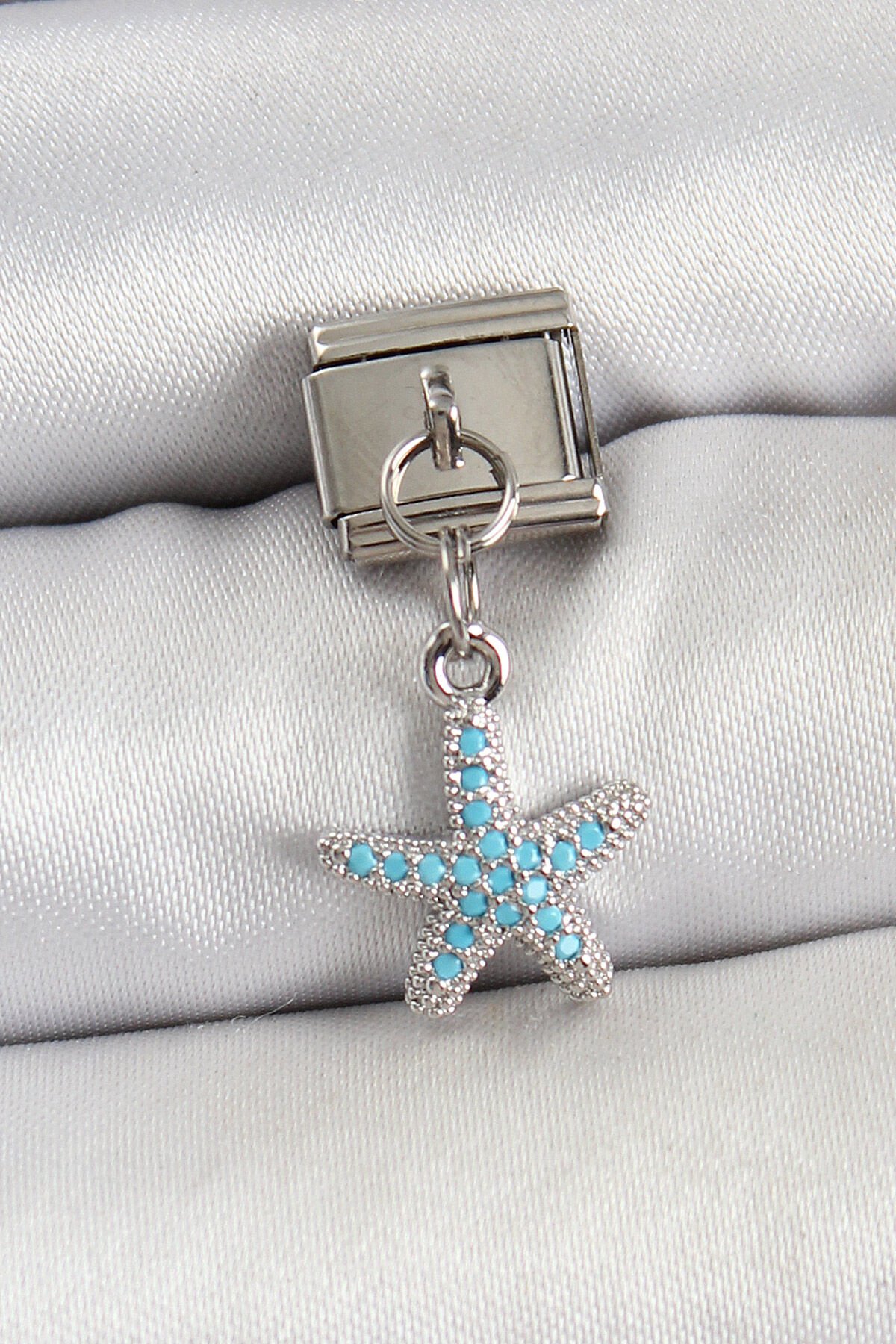 316L Çelik Sallantılı Zirkon Taşlı Deniz Yıldızı Model Gümüş Renk Nomination Charm - TJ-BC1451