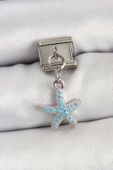 316L Çelik Sallantılı Zirkon Taşlı Deniz Yıldızı Model Gümüş Renk Nomination Charm - TJ-BC1451