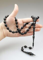 Oltu Taşı Özel Seri   İmame Oyma Mızrak  İşçilikli Tespih