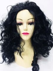 Siyah Renk Dolgulu Kvırcık Astarlı Uzun Lüks Peruk