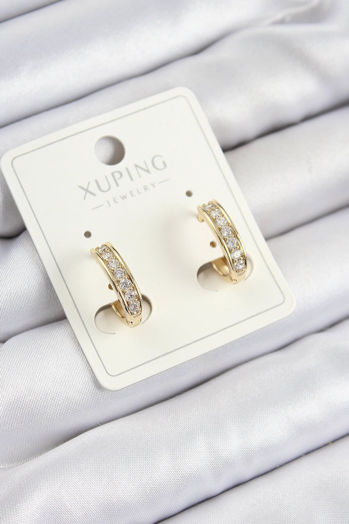 Xuping Zirkon Taşlı Halka Model Gold Renk Kadın Küpe - TJ-BKP10858