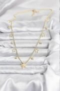 Pirinç Gold Renk Zirkon Taşlı Kutup Yıldızı Model Kadın Kolye - TJ-BKO10649