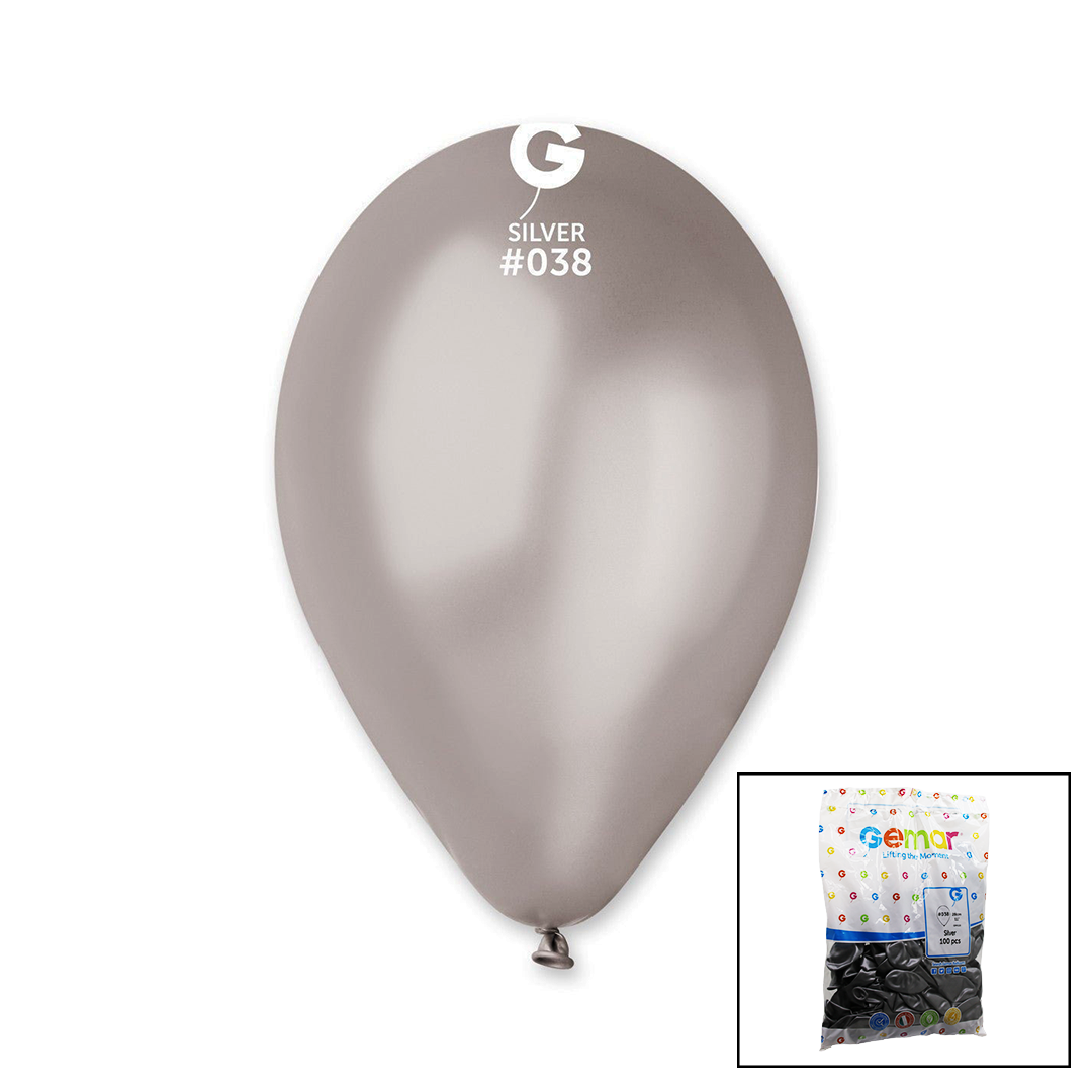 GM-110-38 METALİK - GÜMÜŞ BALON 11&apos;&apos; - 28CM - 100 PARÇA (4944)