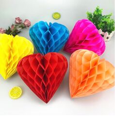 Kalp Şekilli Kağıt Fener 25 cm 4 Adet