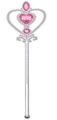 Pembe Renk Kalp İşlemeli Taşlı Karlar Ülkesi Anna Elsa Asası 32 cm
