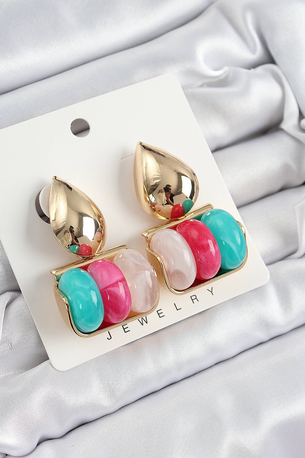 Pirinç Karışık Renk Vintage Model Kadın Küpe - TJ-BKP10863