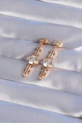 XUPİNG Rose Renk Zirkon Taşlı Geometrik Sallantılı Küpe - TJ-BKP9355