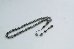 Oltu Taşı Ve Sarı Galalith  Çift Çeşmi Bülbül İşlemeli Tespih