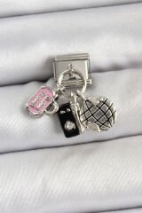 316L Çelik Sallantılı Çoklu Model Gümüş Renk Nomination Charm - TJ-BC1462